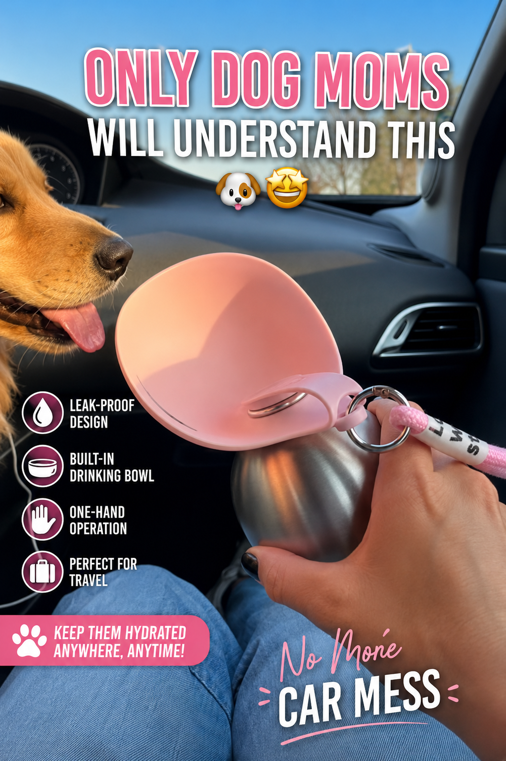 Portable Pet Water Bottle & Travel Bowl | Leak-Proof Dog & Cat Hydration Bottle